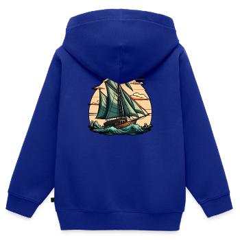 Boot Segelboot Segeln - Kinder Premium Organic Zip Hoodie - Royalblau - Hinten - AI Model Kid Male (0cm)