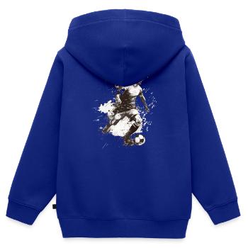 Footballeur - Sweat Premium à capuche zippé enfant bio - bleu roi - Dos - AI Model Kid Male (0cm)