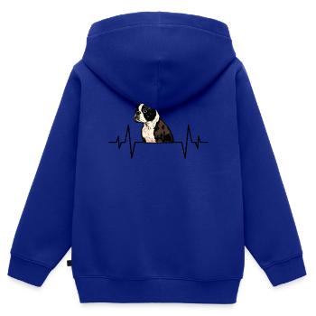 Boston Terrier Hund Herzschlag - Kinder Premium Organic Zip Hoodie - Royalblau - Hinten - AI Model Kid Male (0cm)