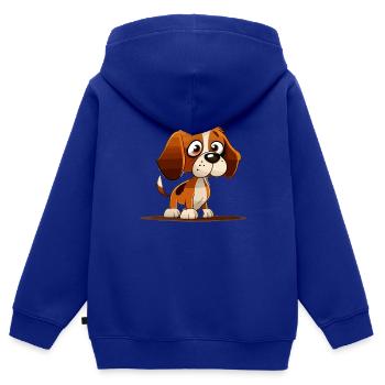 Chien dans le style comique - Sweat Premium à capuche zippé enfant bio - bleu roi - Dos - AI Model Kid Male (0cm)