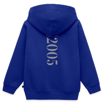 Limited Edition 2005 - Kinder Premium Organic Zip Hoodie - Royalblau - Hinten - AI Model Kid Male (0cm)