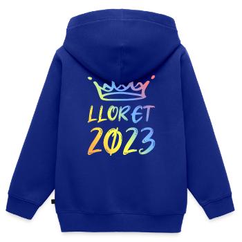 Lloret De Mar 2023 - Sweat Premium à capuche zippé enfant bio - bleu roi - Dos - AI Model Kid Male (0cm)