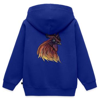 Kunstvolle Hahn Hühnerliebhaber Zeichnung - Kinder Premium Organic Zip Hoodie - Royalblau - Hinten - AI Model Kid Male (0cm)