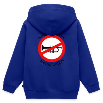 Lustiger Spruch Echte Kerle spielen Naturfanfare - Kinder Premium Organic Zip Hoodie - Royalblau - Hinten - AI Model Kid Male (0cm)