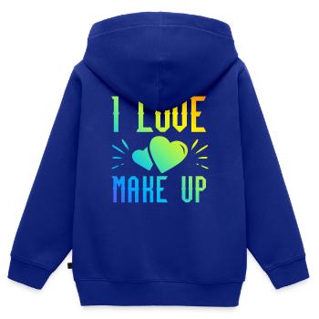 Ich liebe Make up - Kinder Premium Organic Zip Hoodie - Royalblau - Hinten - AI Model Kid Male (0cm)