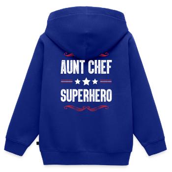 Tante Super-héros - Sweat Premium à capuche zippé enfant bio - bleu roi - Dos - AI Model Kid Male (0cm)