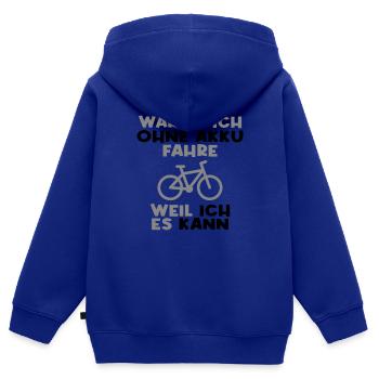 Fahrrad ohne Akku Spruch - Kinder Premium Organic Zip Hoodie - Royalblau - Hinten - AI Model Kid Male (0cm)