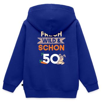 Geschenk 50 Jahre Geburtstag Hase Kaninchen - Kinder Premium Organic Zip Hoodie - Royalblau - Hinten - AI Model Kid Male (0cm)