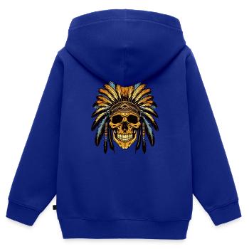 Häuptling Totenkopf Apache Indianer - Kinder Premium Organic Zip Hoodie - Royalblau - Hinten - AI Model Kid Male (0cm)
