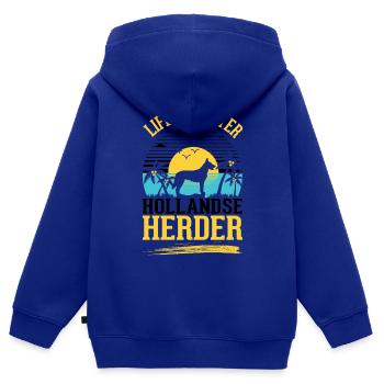 Das Leben ist ist mit einem Hollandse Herder - Kinder Premium Organic Zip Hoodie - Royalblau - Hinten - AI Model Kid Male (0cm)