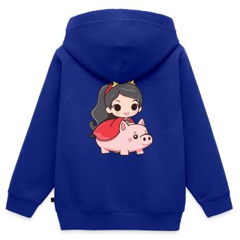 Prinzessin Schwein Märchen - Kinder Premium Organic Zip Hoodie - Royalblau - Hinten - AI Model Kid Male (0cm)