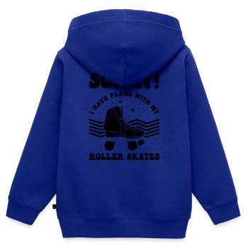 Patineur à roulettes - J’ai des projets avec mes patins à roulettes - Sweat Premium à capuche zippé enfant bio - bleu roi - Dos - AI Model Kid Male (0cm)