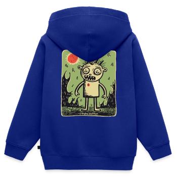 Gruseliger Klimawandel, ängstliche kleine Leute - Kinder Premium Organic Zip Hoodie - Royalblau - Hinten - AI Model Kid Male (0cm)