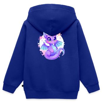 Drache - Kinder Premium Organic Zip Hoodie - Royalblau - Hinten - AI Model Kid Male (0cm)