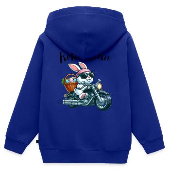 Frohe Ostern Hase Osterhase Motorrad Cool lustig - Kinder Premium Organic Zip Hoodie - Royalblau - Hinten - AI Model Kid Male (0cm)