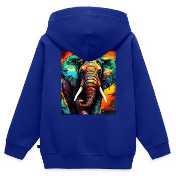 Elefant Portrait - Kinder Premium Organic Zip Hoodie - Royalblau - Hinten - AI Model Kid Male (0cm)