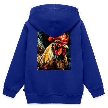 Hahn Portrait - Kinder Premium Organic Zip Hoodie - Royalblau - Hinten - AI Model Kid Male (0cm)