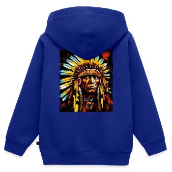 Apache Indianer Häuptling - Kinder Premium Organic Zip Hoodie - Royalblau - Hinten - AI Model Kid Male (0cm)