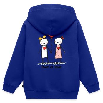 Strichmännchen Lesbisches Liebespaar Liebe - Kinder Premium Organic Zip Hoodie - Royalblau - Hinten - AI Model Kid Male (0cm)