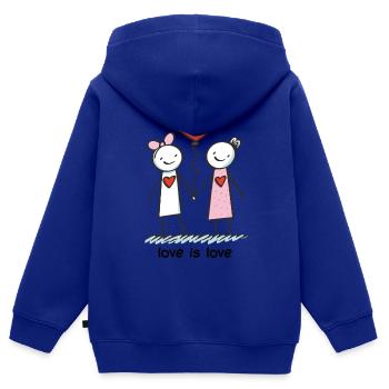 Strichmännchen Lesbisches Liebespaar Liebe - Kinder Premium Organic Zip Hoodie - Royalblau - Hinten - AI Model Kid Male (0cm)
