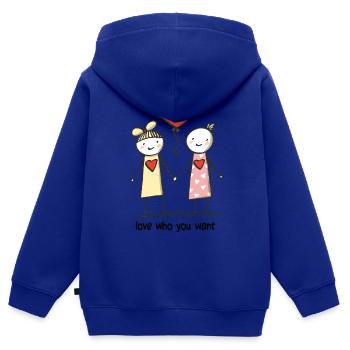 Strichmännchen Lesbisches Liebespaar Liebe - Kinder Premium Organic Zip Hoodie - Royalblau - Hinten - AI Model Kid Male (0cm)
