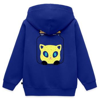 Chat Chaton Chaton Rétro - Sweat Premium à capuche zippé enfant bio - bleu roi - Dos - AI Model Kid Male (0cm)