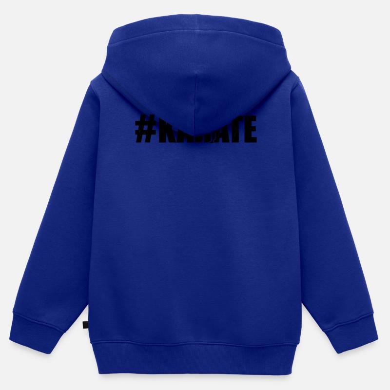 #Karate - Entraînement de karaté Karaté Combattant - Sweat Premium à capuche zippé enfant bio - bleu roi