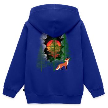 Waldbewohner Fuchs Füchse Sonnenuntergang Märchen - Kinder Premium Organic Zip Hoodie - Royalblau - Hinten - AI Model Kid Male (0cm)