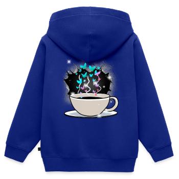 Kaffee Kaffeetasse Koffein - Kinder Premium Organic Zip Hoodie - Royalblau - Hinten - AI Model Kid Male (0cm)