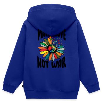 Make Love Not War Flowerpower Hippie - Kinder Premium Organic Zip Hoodie - Royalblau - Hinten - AI Model Kid Male (0cm)