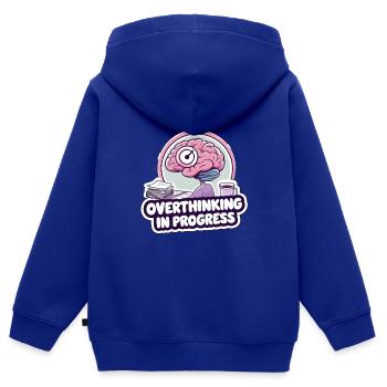 Overthinking in Progress – Lustiges Gehirn - Kinder Premium Organic Zip Hoodie - Royalblau - Hinten - AI Model Kid Male (0cm)