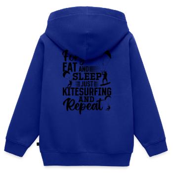 Kiteboarding - Oubliez, mangez et dormez - Sweat Premium à capuche zippé enfant bio - bleu roi - Dos - AI Model Kid Male (0cm)