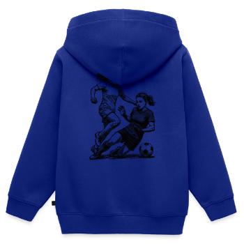 Duell auf dem Platz! Shirt für Fußballerinnen. - Kinder Premium Organic Zip Hoodie - Royalblau - Hinten - AI Model Kid Male (0cm)