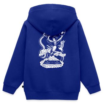 Open-Air Shirt: Geisha with vinyls at the DJ booth - Kids Premium Organic Zip-up Hoodie - royal blue - Back - AI Model Kid Male (0cm)