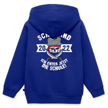 Schulkind 2022 - Einschulung Pirat Erstklässler - Kinder Premium Organic Zip Hoodie - Royalblau - Hinten - AI Model Kid Male (0cm)
