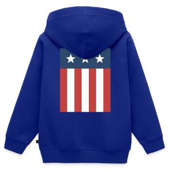 Stars and Stripes Flagge - Kinder Premium Organic Zip Hoodie - Royalblau - Hinten - AI Model Kid Male (0cm)