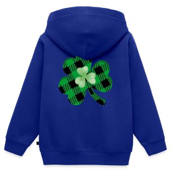 EIN GLÜCKSKLEE - Kinder Premium Organic Zip Hoodie - Royalblau - Hinten - AI Model Kid Male (0cm)