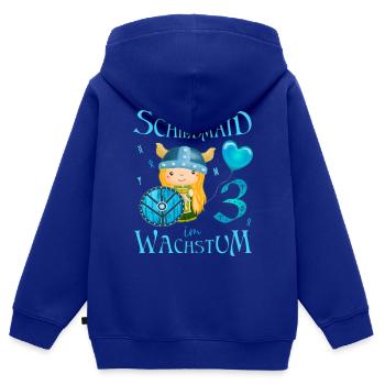 Kleine Schildmaid im Wachstum Geburtstag 3 Jahre - Kinder Premium Organic Zip Hoodie - Royalblau - Hinten - AI Model Kid Male (0cm)