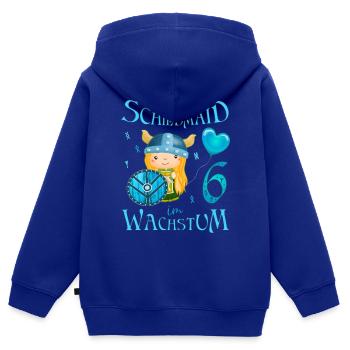 Kleine Schildmaid im Wachstum Geburtstag 6 Jahre - Kinder Premium Organic Zip Hoodie - Royalblau - Hinten - AI Model Kid Male (0cm)