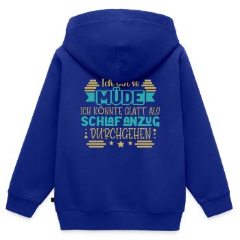 Ich bin so müde - Kinder Premium Organic Zip Hoodie - Royalblau - Hinten - AI Model Kid Male (0cm)