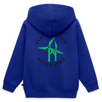Flatterstrom Nein Danke, Windkraft Nein Danke - Kinder Premium Organic Zip Hoodie - Royalblau - Hinten - AI Model Kid Male (0cm)