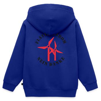 Flatterstrom Nein Danke, Windkraft Nein Danke - Kinder Premium Organic Zip Hoodie - Royalblau - Hinten - AI Model Kid Male (0cm)