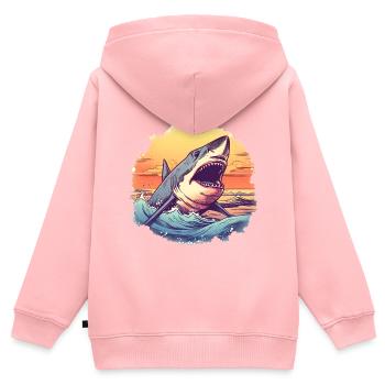 Great white shark vintage - Kids Premium Organic Zip-up Hoodie - rose - Back - AI Model Kid Female (0cm)