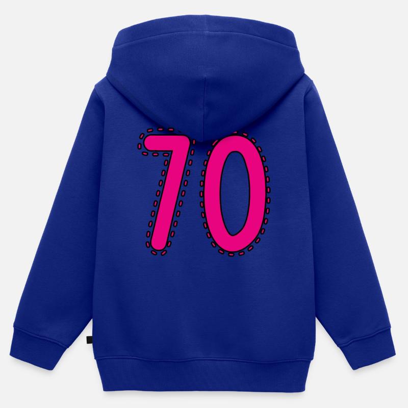 70. 70 ANS. 70e ANNIVERSAIRE. ANNIVERSAIRE 70 ANS. - Sweat Premium à capuche zippé enfant bio - bleu roi