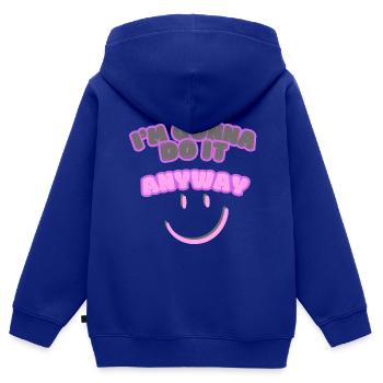 Je vais le faire quand même Point de vue Détermination - Sweat Premium à capuche zippé enfant bio - bleu roi - Dos - AI Model Kid Male (0cm)
