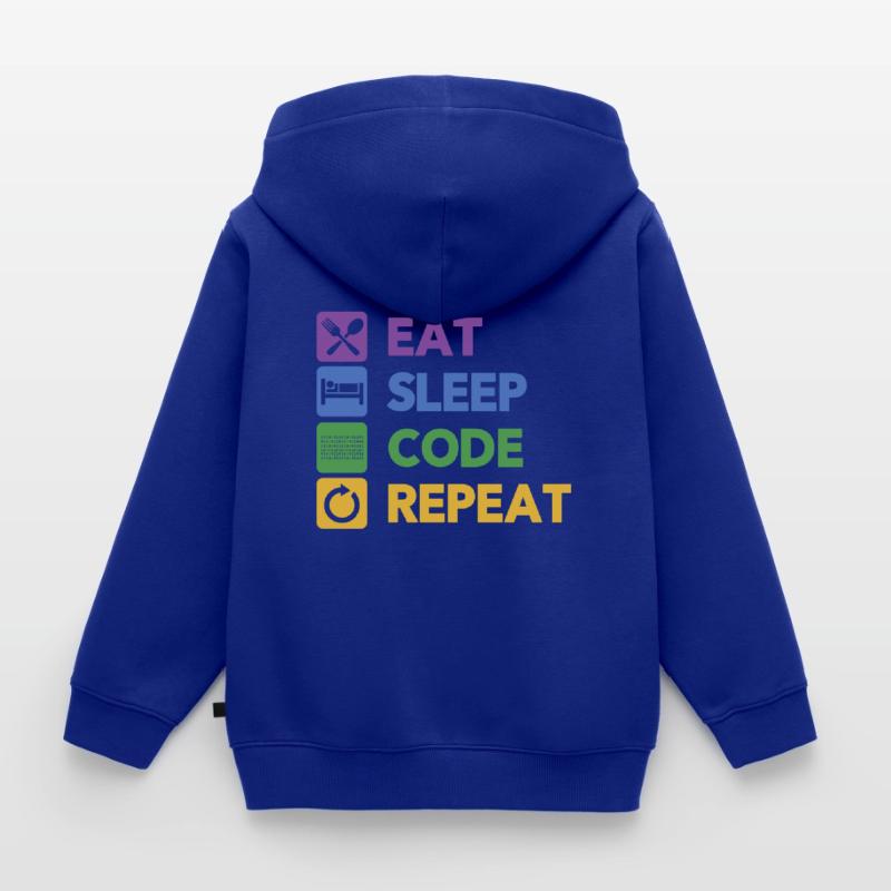 Eat Sleep Code Repeat Coder Programmer Software De Kinder Premium Organic Zip Hoodie