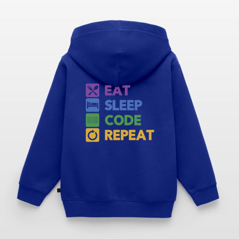 Eat Sleep Code Repeat Coder Programmer Software De Kinder Premium Organic Zip Hoodie
