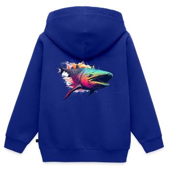 Requin-baleine - Sweat Premium à capuche zippé enfant bio - bleu roi - Dos - AI Model Kid Male (0cm)