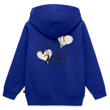 großer Bruder 2023 - Kinder Premium Organic Zip Hoodie - Royalblau - Hinten - AI Model Kid Male (0cm)