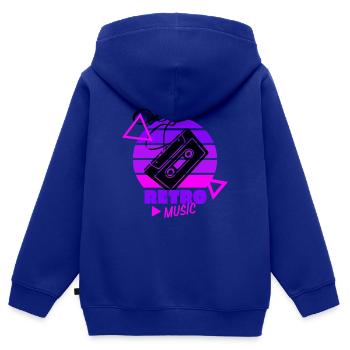 Retro Music - 80s - Achtziger - Kassette - Kinder Premium Organic Zip Hoodie - Royalblau - Hinten - AI Model Kid Male (0cm)